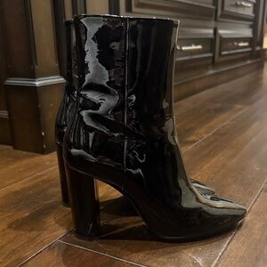 YSL Black Patent Leather Ankle Boots